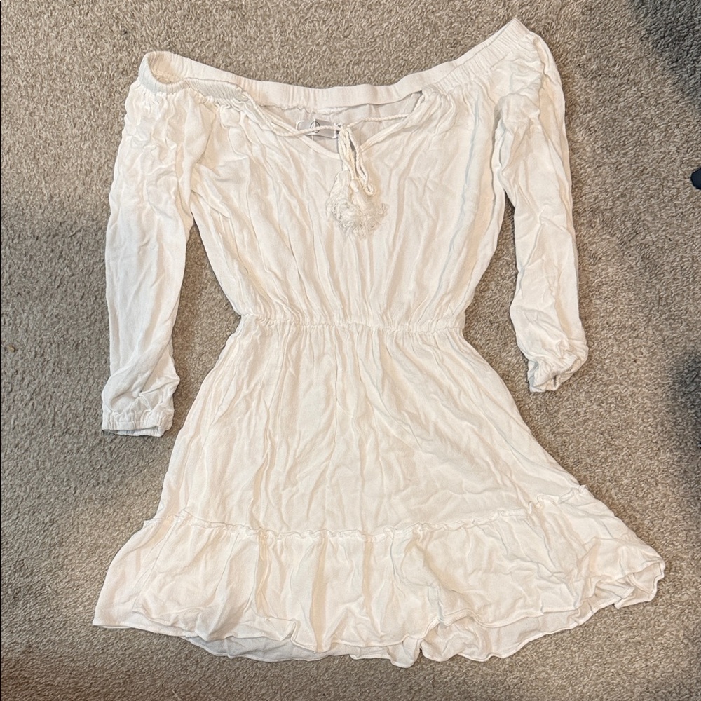 White Off-Shoulder beach cover up dress